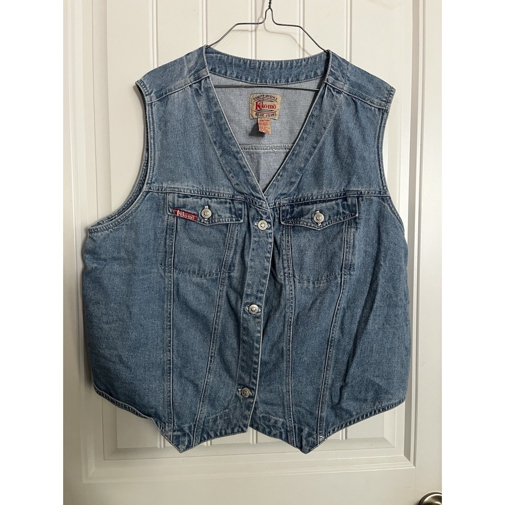 Vintage Kikomo Denim Vest Women's Plus 18W Sleeveless Blue Jean 705
